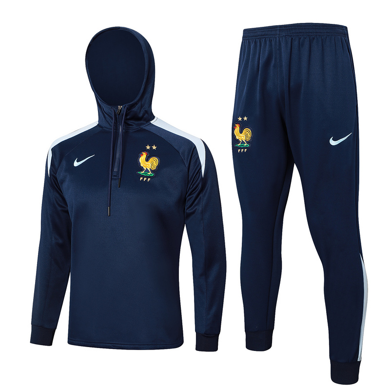 AAA Quality France 24/25 Hoodie Tracksuit - Dark Blue